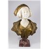 Image 1 : Gilt Bronze & White Marble Bust of Young Lady