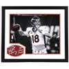 Image 1 : Peyton Manning Signed Broncos 22x26 Custom Framed Leather Football Display Inscribed "SB XLI MVP" (S