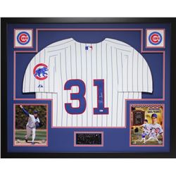 Greg Maddux Signed Cubs 35  x 43  Custom Framed Jersey (MLB)