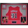 Image 1 : Dennis Rodman Signed Bulls 35x43 Custom Framed Jersey Inscribed "HOF 2011" (JSA COA)