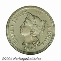 1867 5C Five Cents, Judd-570, Pollock-638, 640, R.5, PR65 Cameo NGC.