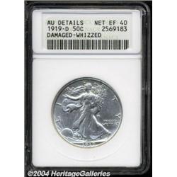1919-D 50C --Damaged, Whizzed--ANACS. AU Details, Net XF40.