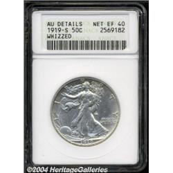 1919-S 50C --Whizzed--ANACS. AU Details, Net XF40.