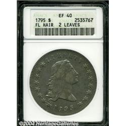 1795 $1 Flowing Hair, Two Leaves XF40 ANACS.