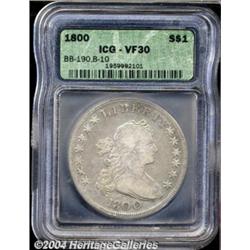 1800 $1 Wide Date, Low 8 VF30 ICG.