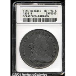 1801 $1--Scratched, Damaged--ANACS. Fine Details, Net VG8.