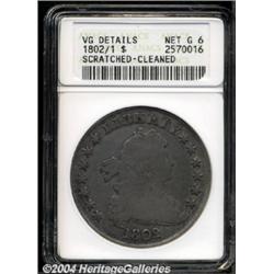 1802/1 $1 Narrow Date--Scratched, Cleaned--ANACS. VG Details, Net Good 6.