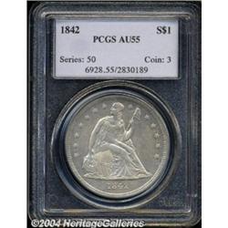 1842 $1 AU55 PCGS.
