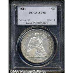 1843 $1 AU55 PCGS.