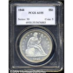 1844 $1 AU55 PCGS.