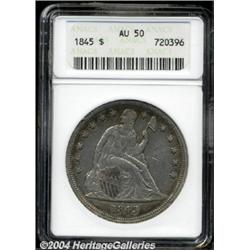 1845 $1 AU50 ANACS.