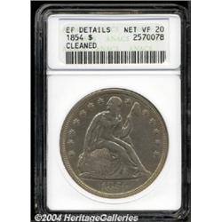 1854 $1--Cleaned--ANACS. XF Details, Net VF20.