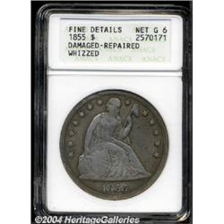 1855 $1--Damaged, Repaired, Whizzed--ANACS. Fine Details, Net Good 6.