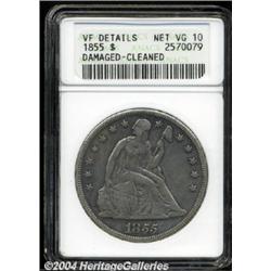 1855 $1--Damaged, Cleaned--ANACS. VF Details, Net VG10.