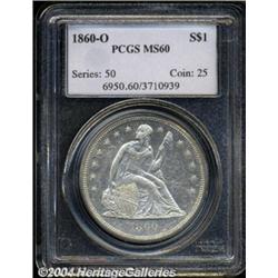 1860-O $1 MS60 PCGS.