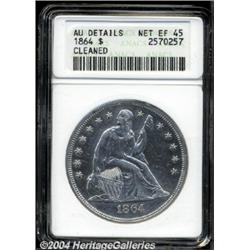 1864 $1--Cleaned--ANACS. AU Details, Net XF45.