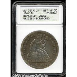 1867 $1--Repaired, Tooled, Whizzed, Scratched--ANACS. AU Details, Net VF30.