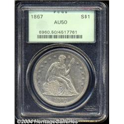 1867 $1 AU50 PCGS.