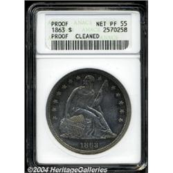 1863 $1--Cleaned--ANACS. Net PR55.