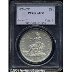 1874-CC T$1 AU55 PCGS.