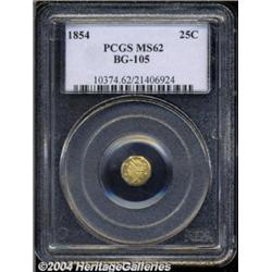 1854 25C Liberty Octagonal 25 Cents, BG-105, R.3, MS62 PCGS.