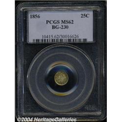 1856 25C Liberty Round 25 Cents, BG-230, Low R.4, MS62 PCGS.