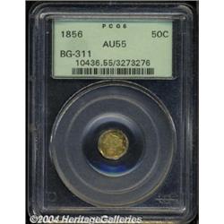 1856 50C Liberty Octagonal 50 Cents, BG-311, Low R.4, AU55 PCGS.