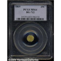 1869 25C Liberty Octagonal 25 Cents, BG-712, High R.4, MS64 PCGS.