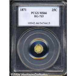 1871 25C Liberty Octagonal 25 Cents, BG-715, Low R.6, MS66 PCGS.