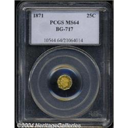 1871 25C Liberty Octagonal 25 Cents, BG-717, R.3, MS64 PCGS.