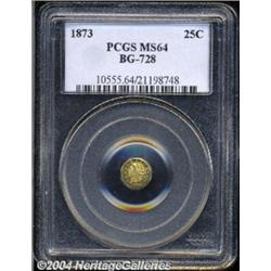 1873 25C Liberty Octagonal 25 Cents, BG-728, R.3, MS64 PCGS.