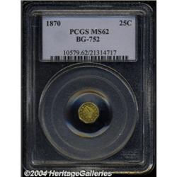 1870 25C Liberty Octagonal 25 Cents, BG-752, Low R.5, MS62 PCGS.