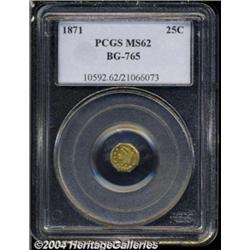 1871 25C Liberty Octagonal 25 Cents, BG-765, R.3, MS62 PCGS.