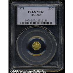 1871 25C Liberty Octagonal 25 Cents, BG-765, R.3, MS63 PCGS.