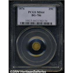 1876 25C Indian Octagonal 25 Cents, BG-786, Low R.6, MS64 PCGS.