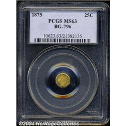1875 25C Indian Octagonal 25 Cents, BG-796, R.5, MS63 PCGS.