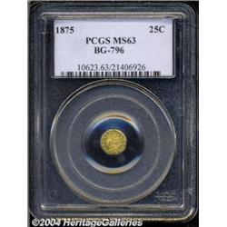 1875 25C Indian Octagonal 25 Cents, BG-796, R.5, MS63 PCGS.