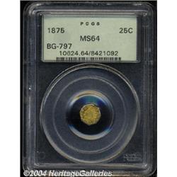 1875 25C Indian Octagonal 25 Cents, BG-797, Low R.4, MS64 PCGS.