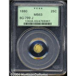 1880 25C Indian Octagonal 25 Cents, BG-799J, R.3, MS63 PCGS.