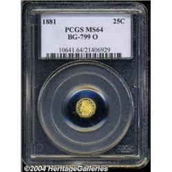 1881 25C Indian Octagonal 25 Cents, BG-799O, Low R.4, MS64 PCGS.