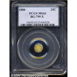 1880 25C Indian Octagonal 25 Cents, BG-799X, R.3, MS63 PCGS.