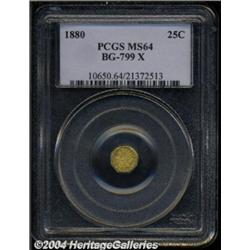 1880 25C Indian Octagonal 25 Cents, BG-799X, R.3, MS64 PCGS.