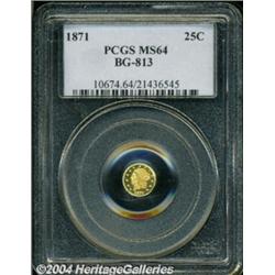 1871 25C Liberty Round 25 Cents, BG-813, R.3, MS64 PCGS.