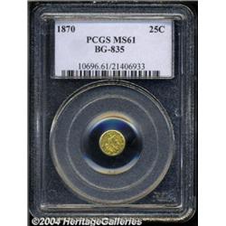 1870 25C Liberty Round 25 Cents, BG-835, R.3, MS61 PCGS.