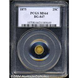 1875 25C Indian Round 25 Cents, BG-847, R.4, MS64 PCGS.