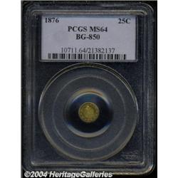 1876 25C Indian Round 25 Cents, BG-850, Low R.6, MS64 PCGS.
