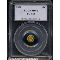 1871 25C Liberty Round 25 Cents, BG-865, R.8, MS62 PCGS.