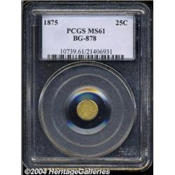1875 25C Indian Round 25 Cents, BG-878, R.3, MS61 PCGS.