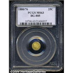 1880/76 25C Indian Round 25 Cents, BG-885, R.3, MS63 PCGS.