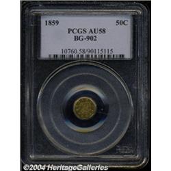 1859 50C Liberty Octagonal 50 Cents, BG-902, Low R.4, AU58 PCGS.